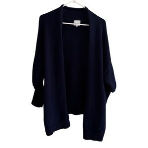 Sundays Oversized Open Front Wool Blend Navy Cardigan Pockets Coastal Size 2